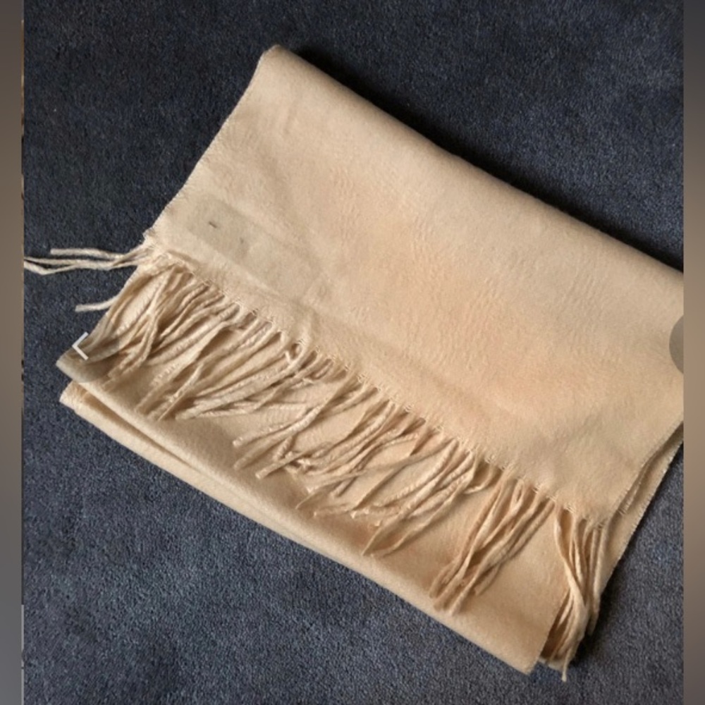 SCARF Tan Ivory Beige Cashmink Acrylic 65” Long Textured Mens Womens NEW NWOT